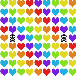Rainbow hearts with skull on white smaller