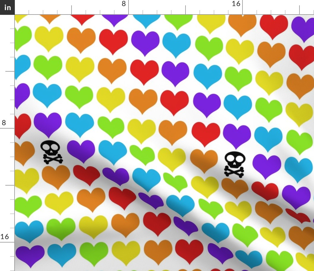 Rainbow hearts with skull on white smaller