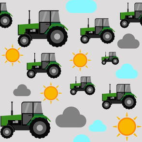 Tractors on the farm on gray