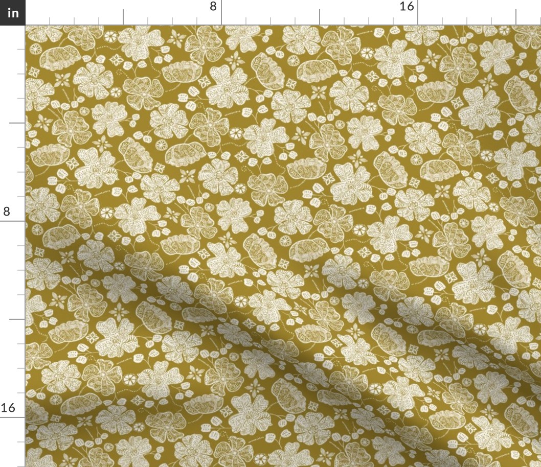 Brass and Cream Floral
