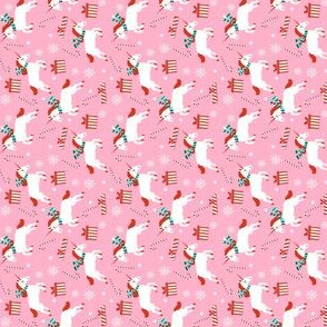 MINI christmas unicorn - pink christmas, pink unicorn, unicorn christmas, cute christmas, christmas fabric, christmas fabric by the yard - pink