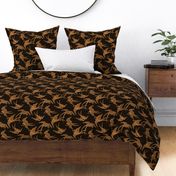 VINTAGE JAPANESE SWALLOWS - WARM GOLD ON DARK BROWN