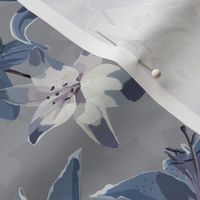 Lilies on Cloud Grey