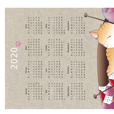Torchon calendrier 2024 Chats