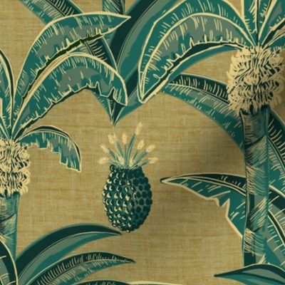 palm leaves on linen