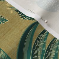 palm leaves on linen