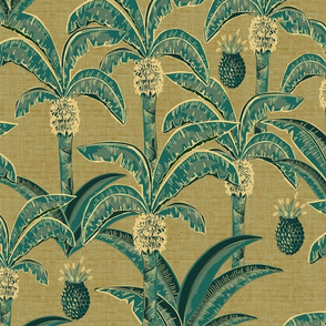 palm leaves on linen