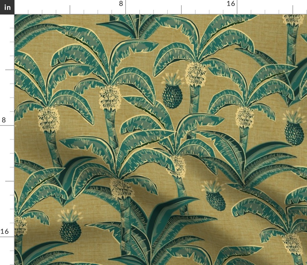 palm leaves on linen