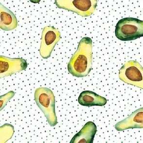 Watercolor avocados with lots of dots