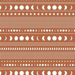Trust the universe moon phase mudcloth stars and abstract dots nursery rust ropper