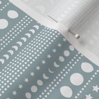 Trust the universe moon phase mudcloth stars and abstract dots nursery moody blue