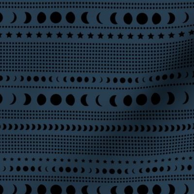 Trust the universe moon phase mudcloth stars and abstract dots nursery night blue black