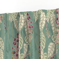 Finale Italian Berry purple green cream pink gold  foliage floral flower leaves leaf climber repeating pattern