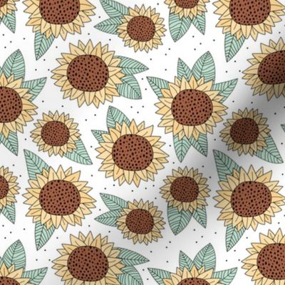 Sunflower fields boho flower garden yellow mint