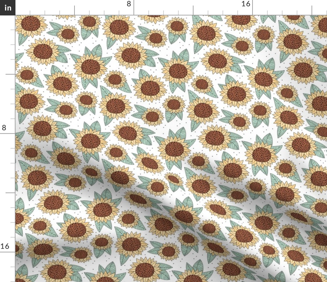 Sunflower fields boho flower garden yellow mint