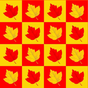 Checkered Red & Yellow Leaves (Large Size)