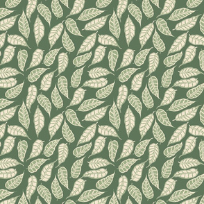 FINALE Italian Berry green and cream leaves leaf foliage repeating pattern hand drawn design