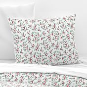 Little mistletoe garden minimal botanical berries and leaves Christmas design white green red