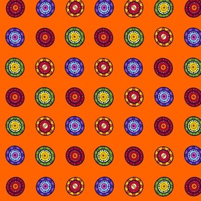 Peace, Love and Flowers buttons large- orange