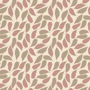 Finale Italian berry leaves pink green cream hand drawn  repeating pattern