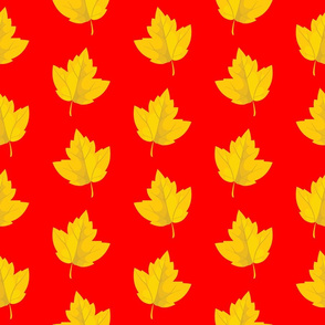 Yellow Leaves on Red (Large Size)