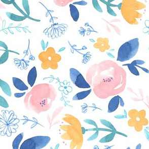 pink blue and gold floral 