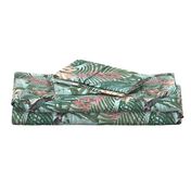 18" Tropical Night - Toucan in palm jungle with tropical flowers and bananas - teal