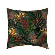 18" Tropical Night - Toucan in palm jungle with tropical flowers and bananas - dark gray