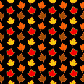 Colorful Autumn Leaves with Retro Color Outlines