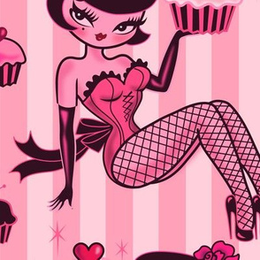 LARGE-Cupcake Pinup Girl Brunette