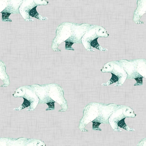 Arctic Pals / Polar Bear Coordinate on Light Linen