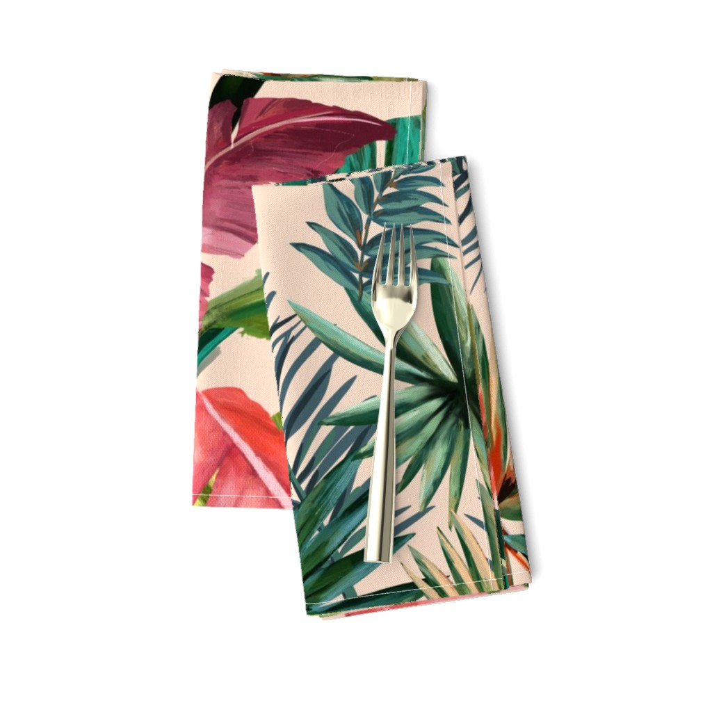 Tropical Banana Palm Leaves, Hollywood Regency, blush, bright colors, wallpaper