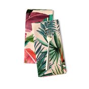 Tropical Banana Palm Leaves, Hollywood Regency, blush, bright colors, wallpaper