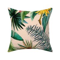 Tropical Banana Palm Leaves, Hollywood Regency, blush, bright colors, wallpaper