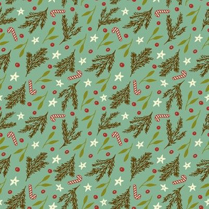 Retro Branches-Teal Small