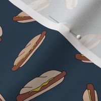 Hotdog lovers sandwich lunch fast food pop art drawing navy blue