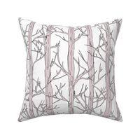 Behind the trees little forest abstract tree and branches design white mauve JUMBO