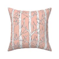 Behind the trees little forest abstract tree and branches design white peach JUMBO