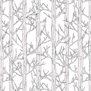 Behind the trees little forest abstract tree and branches design neutral beige white nursery