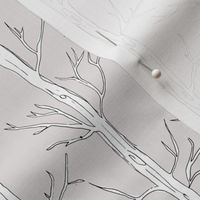 Behind the trees little forest abstract tree and branches design blush neutral gray white nursery