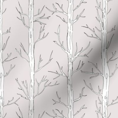 Behind the trees little forest abstract tree and branches design blush neutral gray white nursery