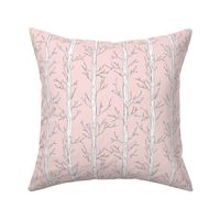 Behind the trees little forest abstract tree and branches design blush pink white nursery