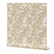 Gold branches on cream toile chinoiserie ivory wallpaper medium