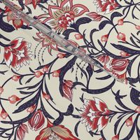 Chintz Red Blue Holiday floral by Jac Slade