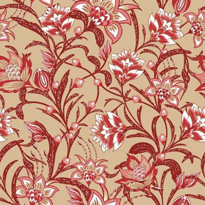 Chintz Red floral gold