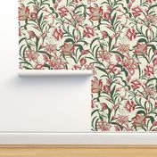 Chintz Christmas Holiday Floral red and green by Jac Slade