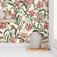 Chintz Christmas Holiday Floral red and green by Jac Slade