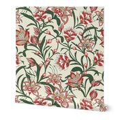 Chintz Christmas Holiday Floral red and green by Jac Slade