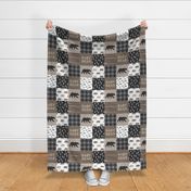 Baby bear patchwork - woodland wholecloth - brown/grey plaid- LAD19