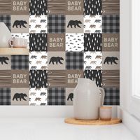 Baby bear patchwork - woodland wholecloth - brown/grey plaid- LAD19